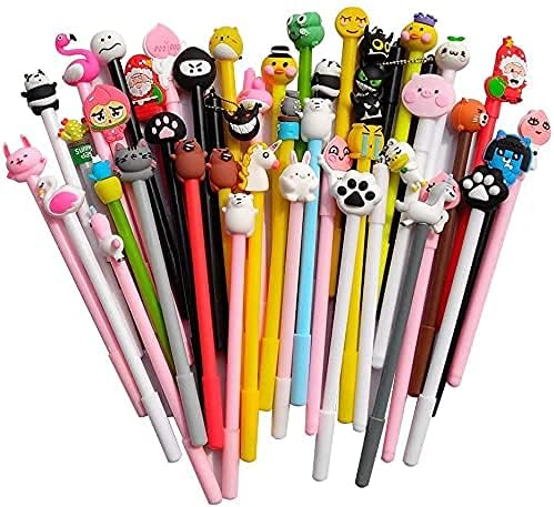 Cute Cartoon Erasable Black Gel Ink Pens Kawaii Pens for Birthday Present School Prize Students Gift Kids Pens Random Style (100 pens + 100 refill + 1 notebook)