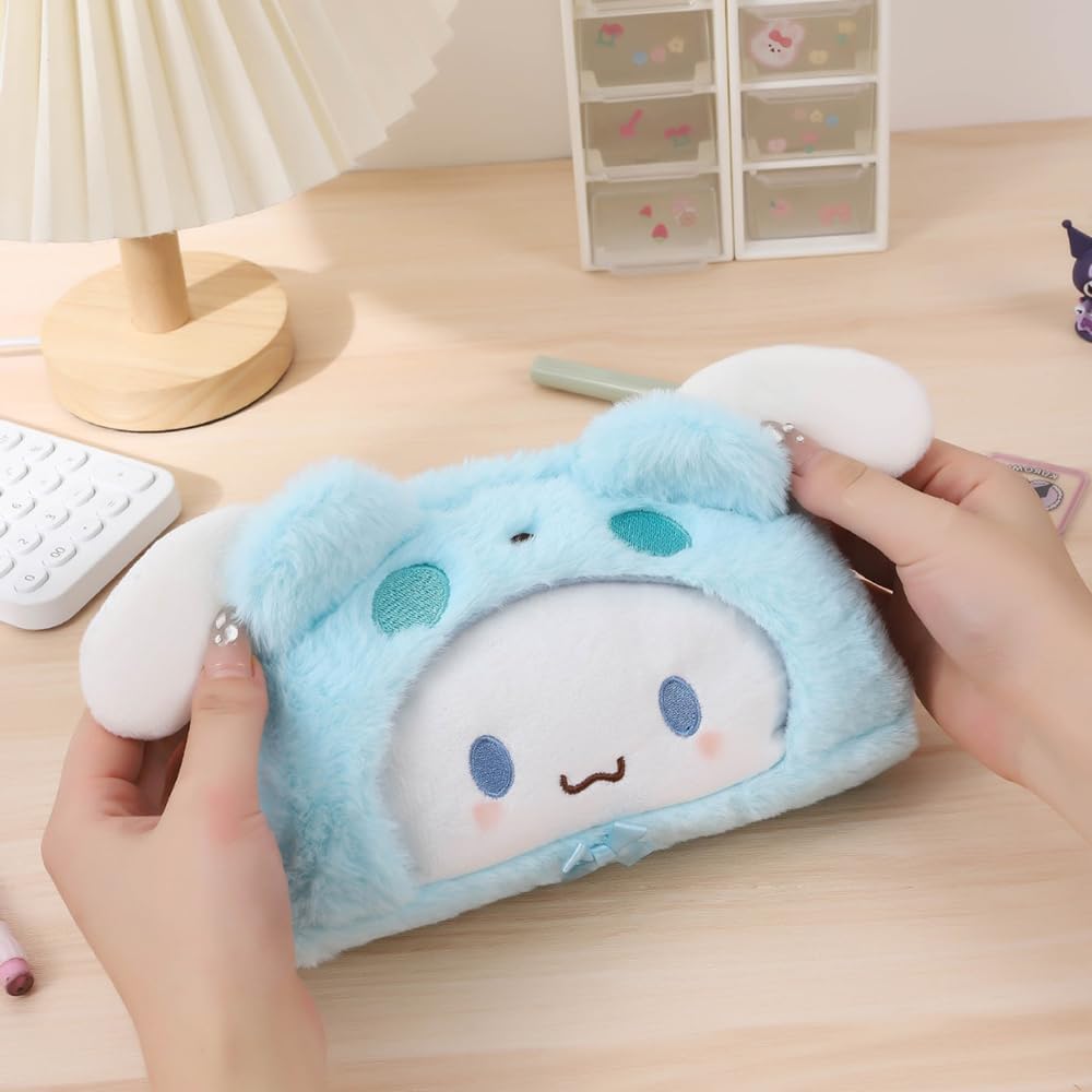 Cute Kawaii Plush Zipper Pencil Case, Used for Office Supplies, Stationery Storage and Cute Anime Cosmetic Bag