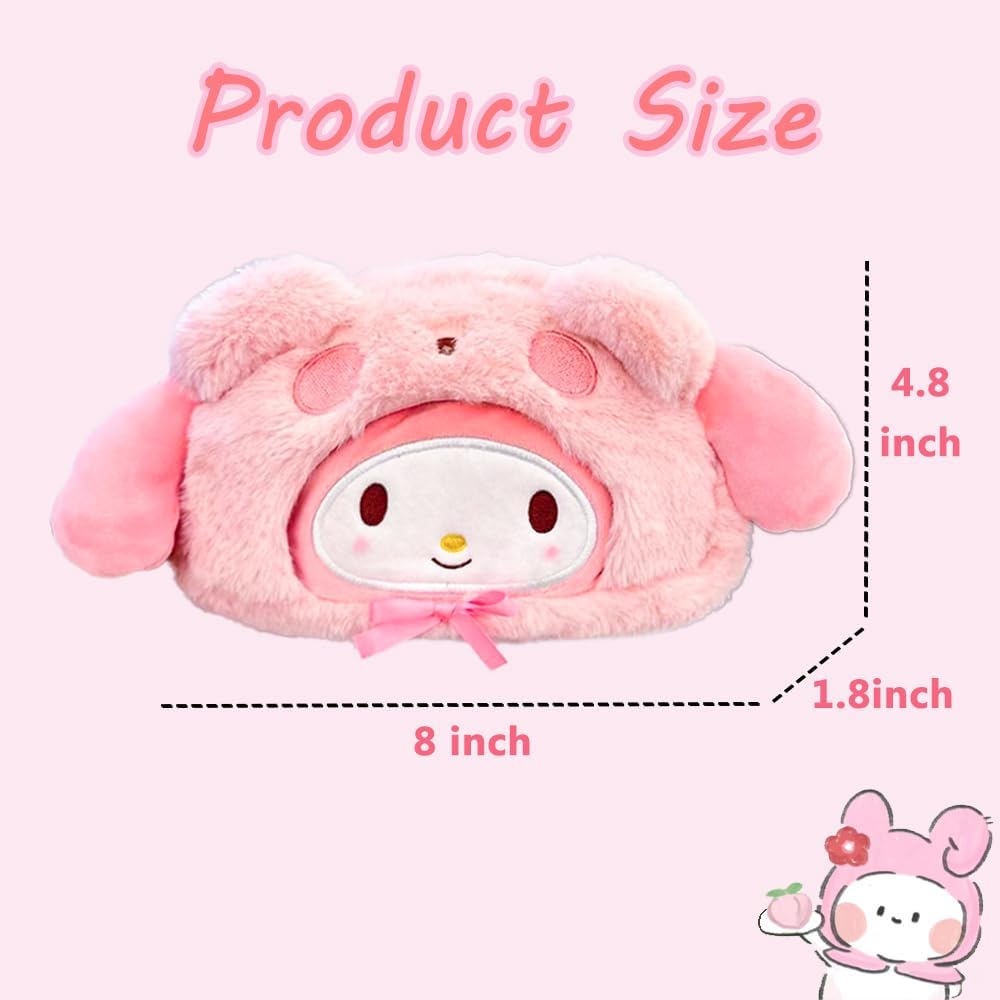 Cute Kawaii Plush Zipper Pencil Case, Used for Office Supplies, Stationery Storage and Cute Anime Cosmetic Bag