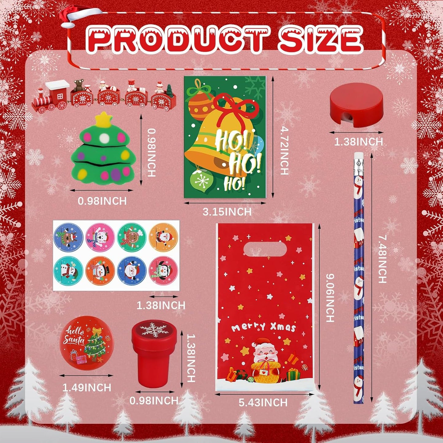 216 Christmas Stationery Party Favors Xmas Party Supplies Assortment Goody Bag Fillers for Christmas Gift Bags Drawstring Prizes Events(Fresh Style)