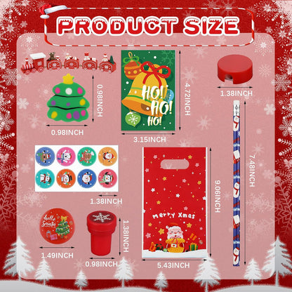 216 Christmas Stationery Party Favors Xmas Party Supplies Assortment Goody Bag Fillers for Christmas Gift Bags Drawstring Prizes Events(Fresh Style)